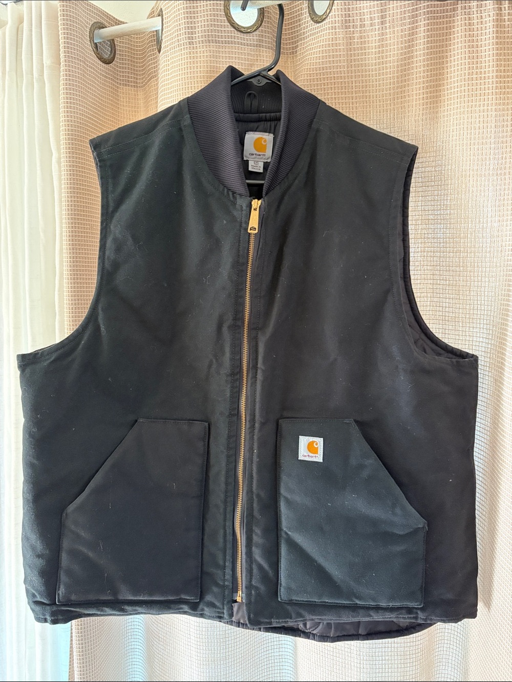Carhartt Black Men's Work Vest with Gold Zipper -2XLT